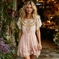 Women's Retro Viking Celtic Knot Wings And Floral Pattern Casual Dress