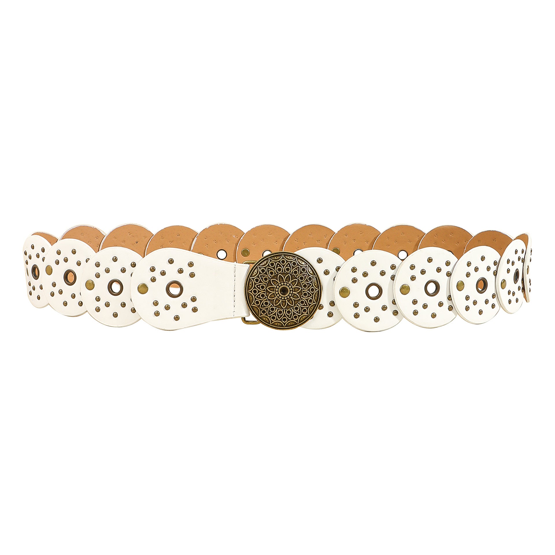 Retro Denim White Pattern Buckle Belt
