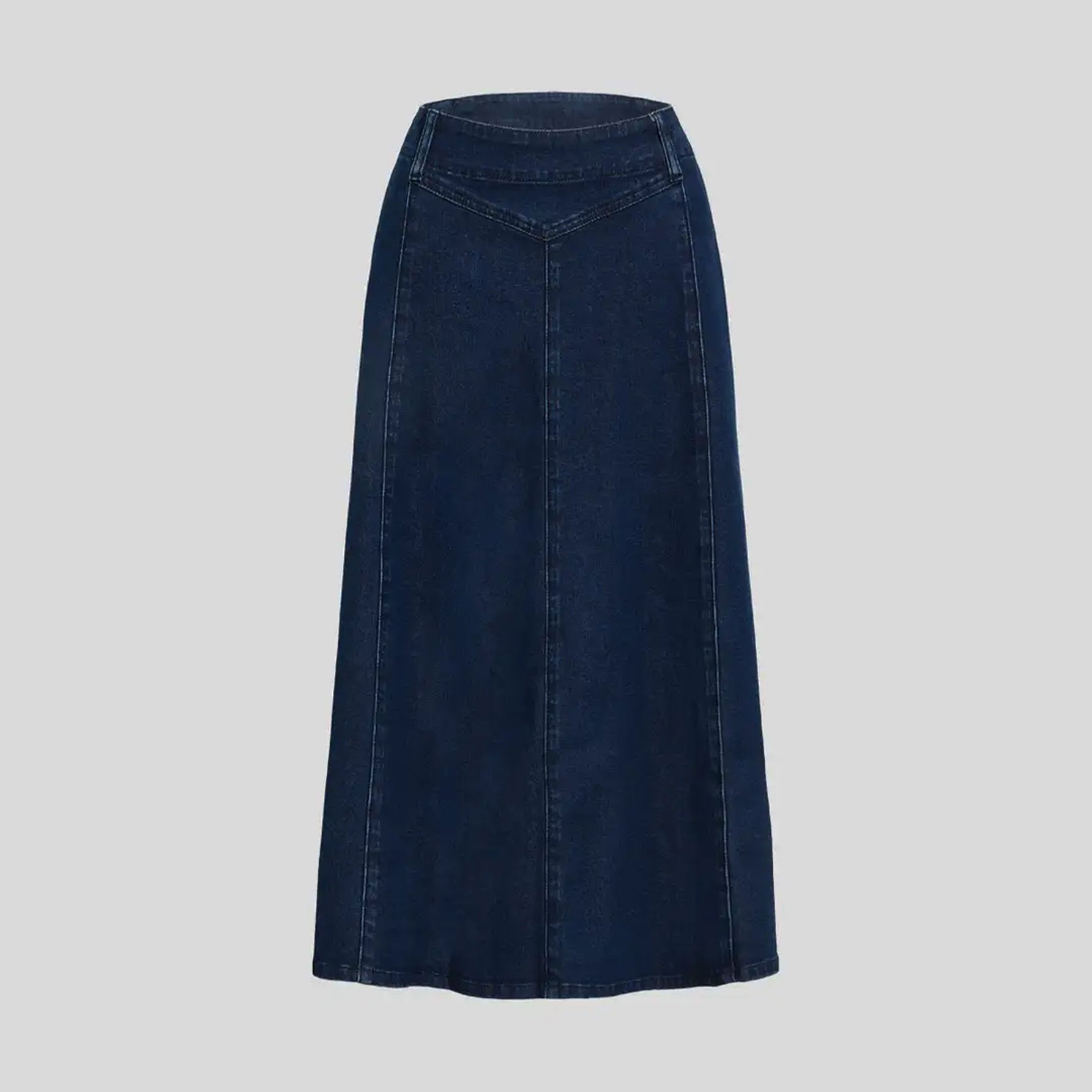 Women's Casual High Waist Denim A-Line Midi Skirt
