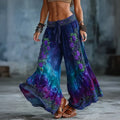 Women's Floral Art Embroidery Gradient Cotton Linen Pants