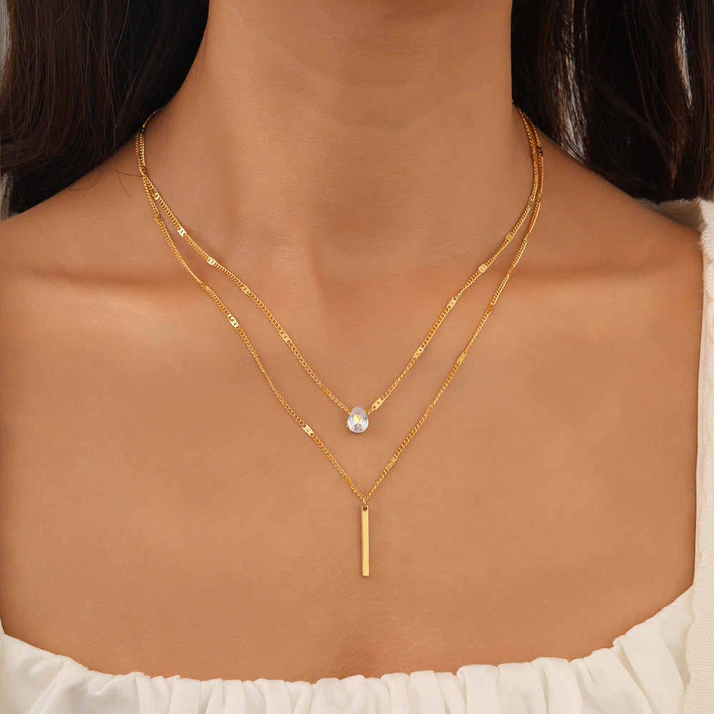 Mother's Day Girlfriend Gift Personalized Multi-layer Chain Necklace Tassel Necklace Small Bar Pendant