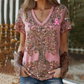 Women's Tree Of Life Breast Cancer Ribbon Casual T-shirt