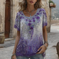 Women's Retro Floral Art Embroidery Casual Cotton Linen T-shirt