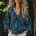 Women's Linen Simple Basic Loose Oversized Shirt