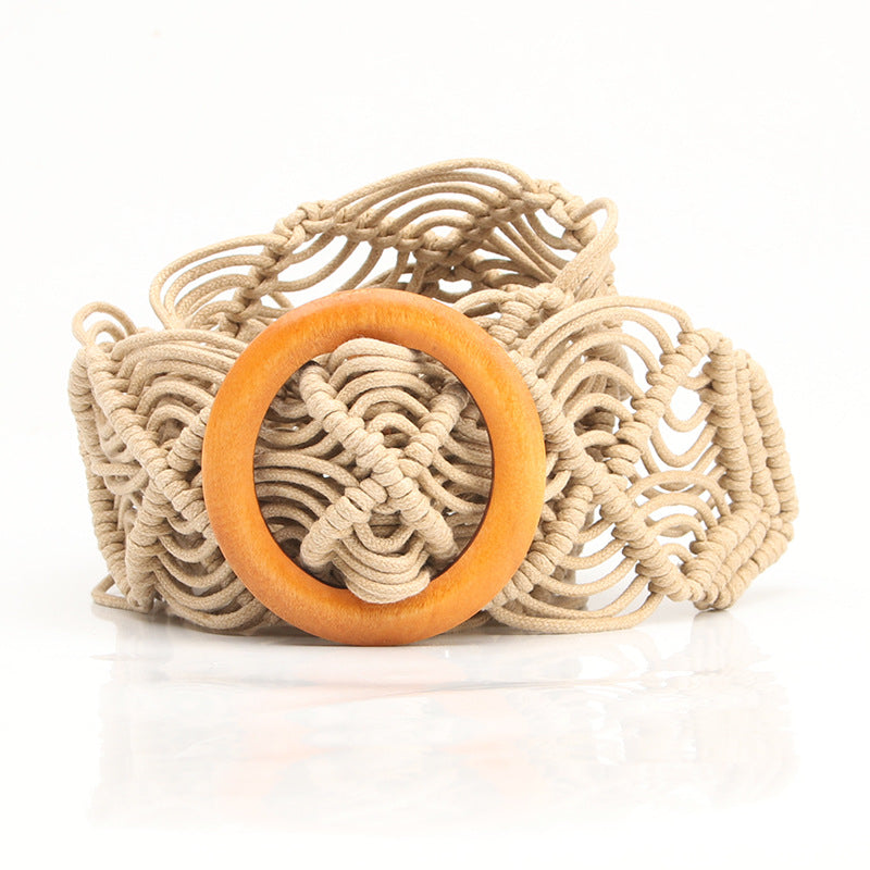 Vintage Wax Rope Hollow Woven Belt