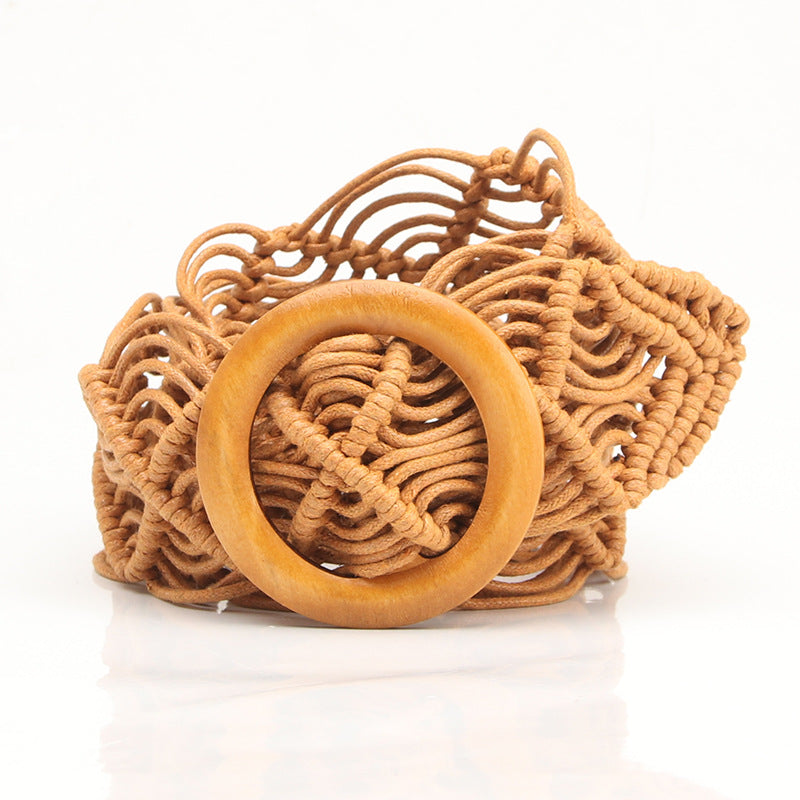 Vintage Wax Rope Hollow Woven Belt