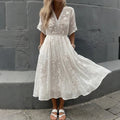 Women's Vintage Floral Art Embroidery Cotton Linen Dress