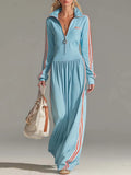 Women Zip-Up Sporty Long Sleeve Athleisure Dress