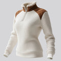 Women's Retro Western Style Waffle Contrast Suede Fleece Collar Stand Collar Sweatshirt