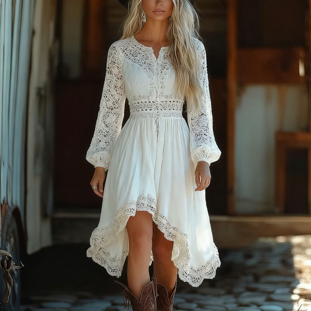 Western Girl Long Sleeve Vintage Dress
