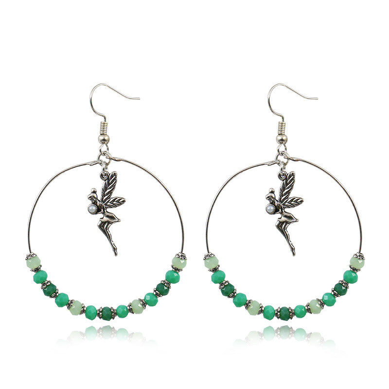 Women's Bohemian Wooden Bead Large Circle Earrings