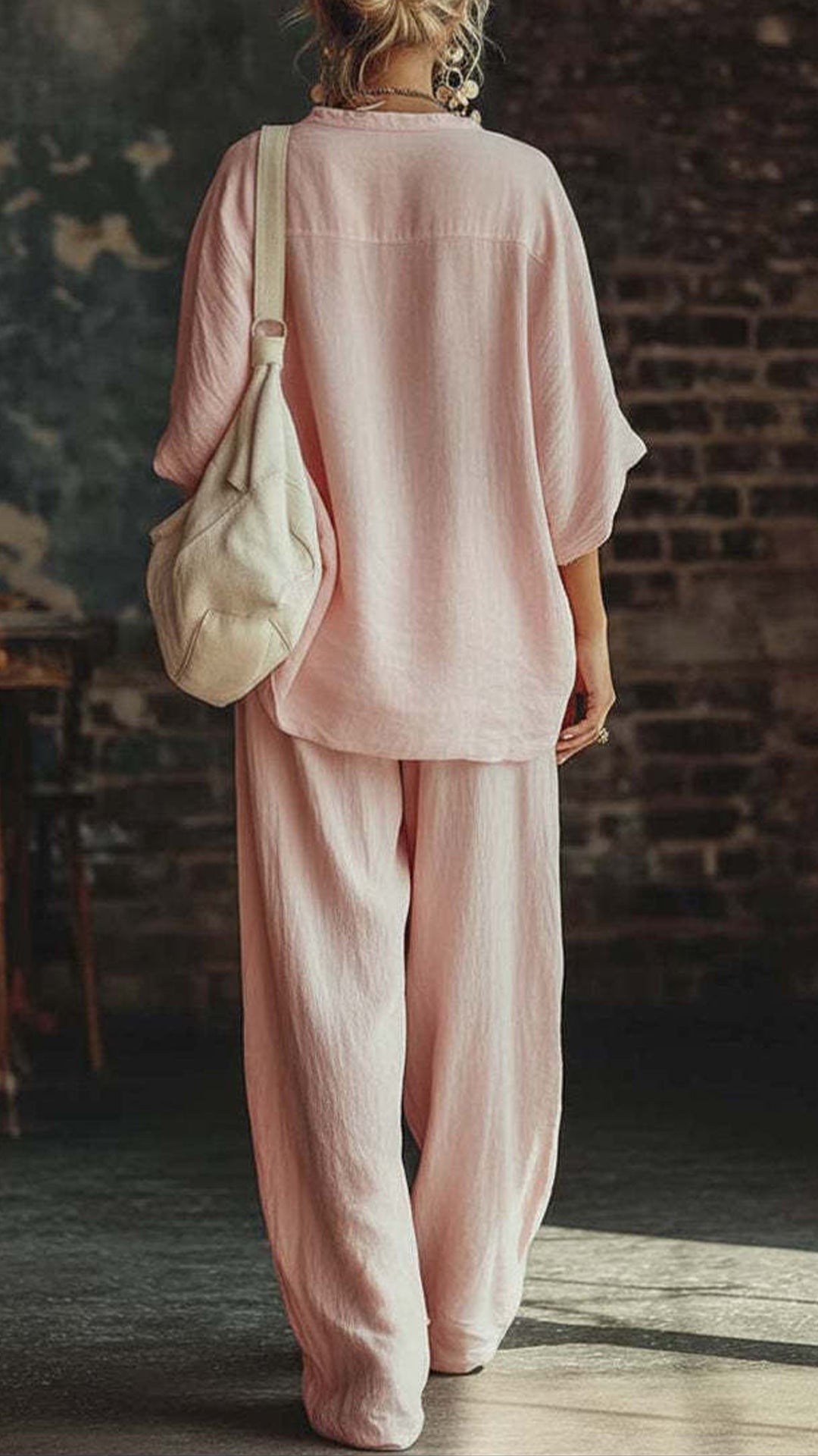 Women's  Relaxed Cotton-Blend Two-Piece Set 3852