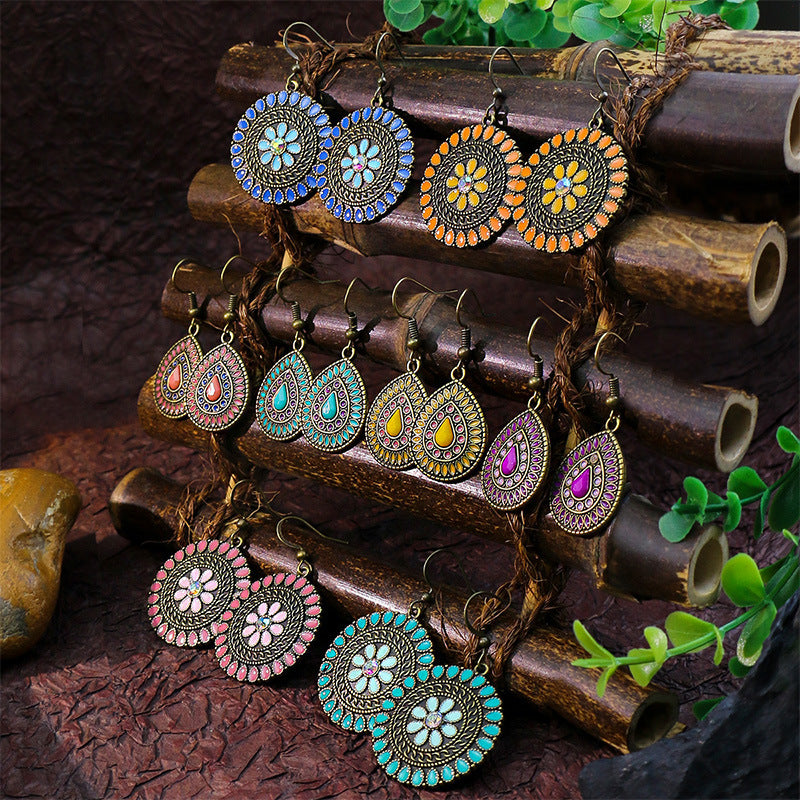 Women's Bohemian Exotic Water Drop Flower Earrings