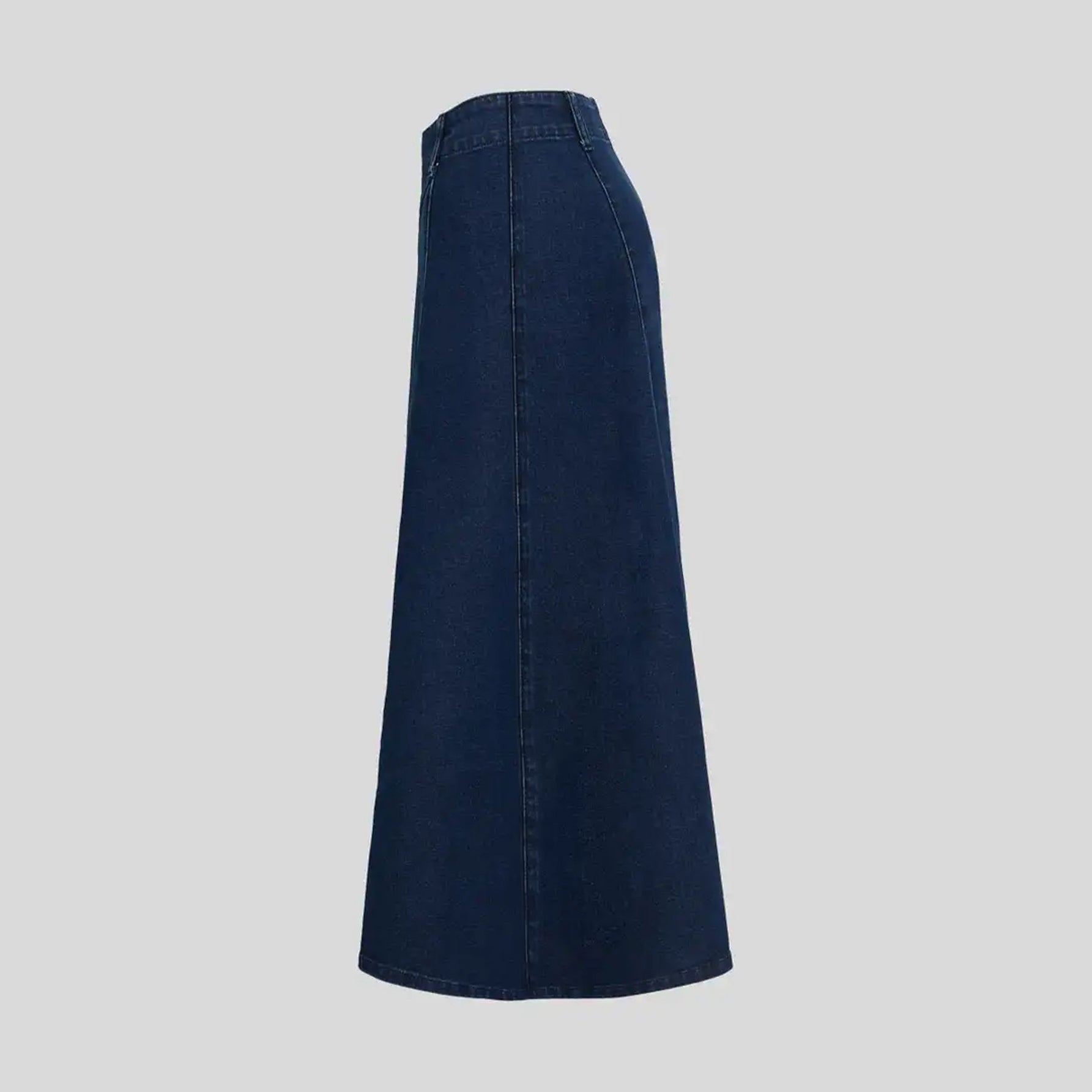 Women's Casual High Waist Denim A-Line Midi Skirt