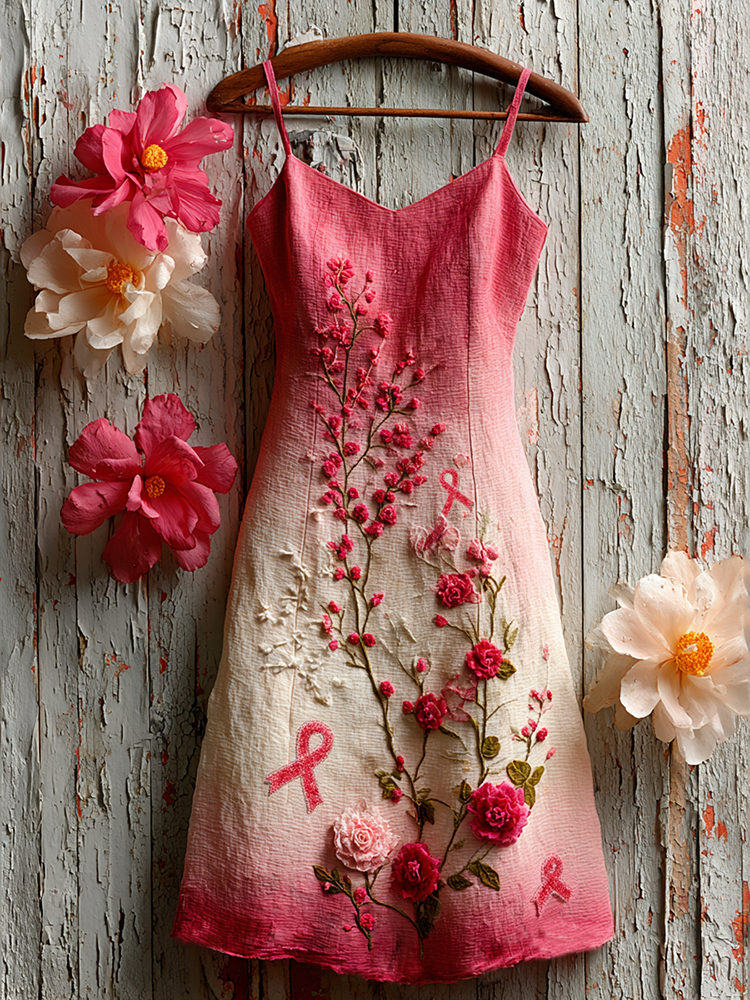 Women's Pink Rose Gradient Art Mini Elegant Dress