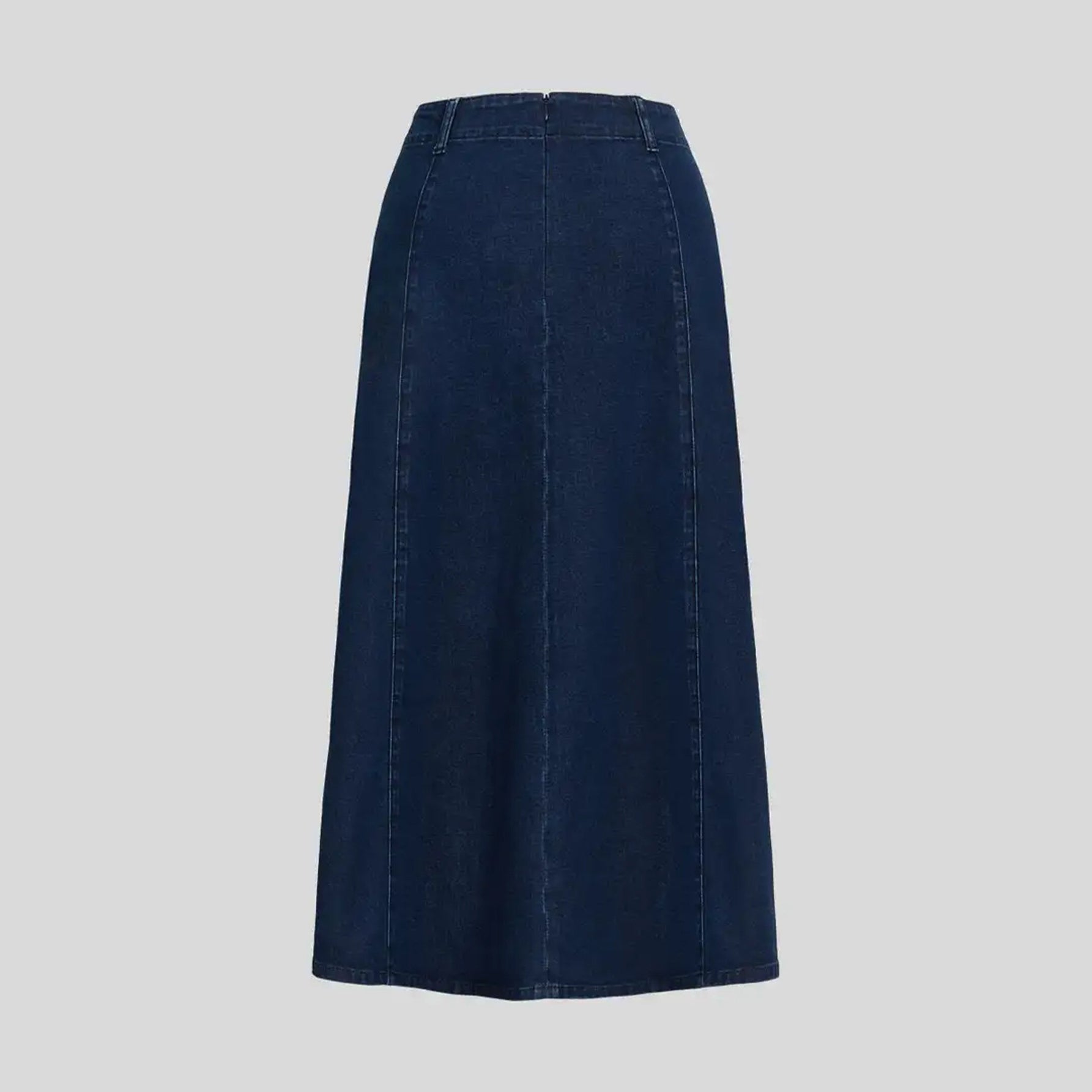 Women's Casual High Waist Denim A-Line Midi Skirt