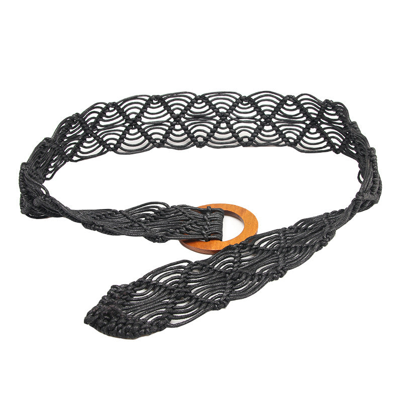 Vintage Wax Rope Hollow Woven Belt