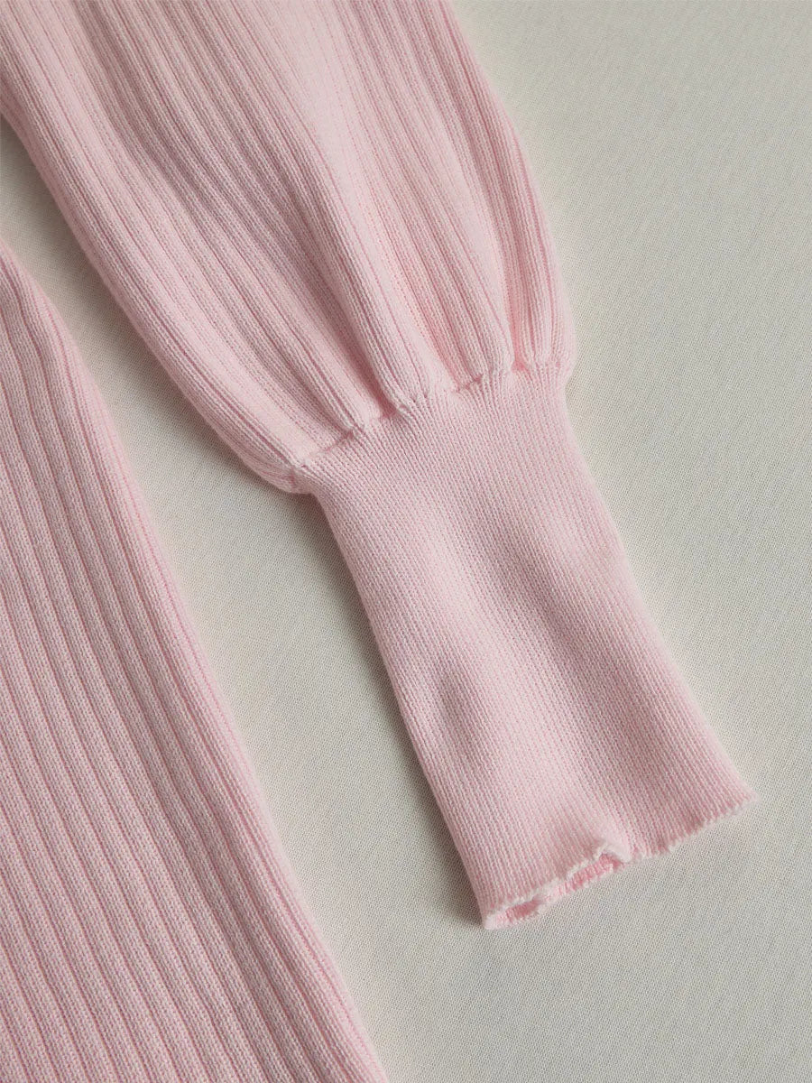 Elegant Pink V-neck Single-breasted Knitted Mini Dress