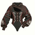 Viking Print Women's Hooded Jumpsuit Two-Piece Set