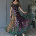 Women's Retro Exquisite Sparkling Floral Embroidered Casual Cotton Linen Dress