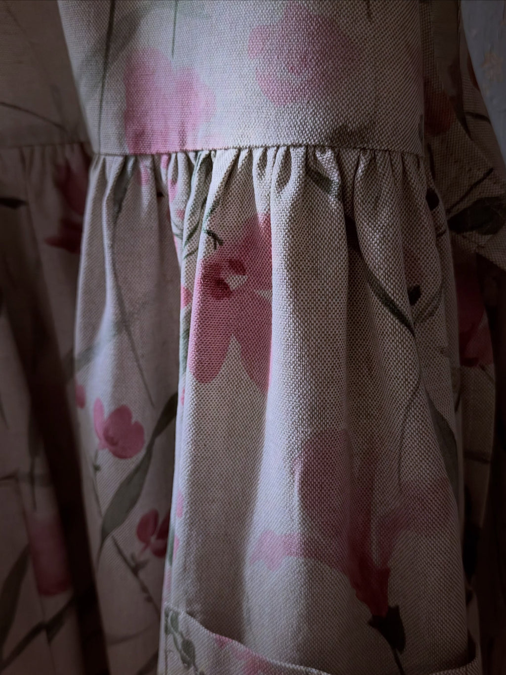 Watercolor Floral Square-Neck Apron with Pockets