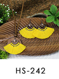 Women's Bohemian Fan-shaped Tassel Earrings And Necklace Suit