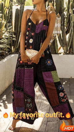 Elegant and Stylish Women's Boho-Style Embroidered Jumpsuit  3047