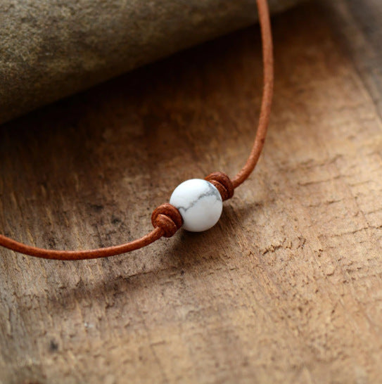 Unisex Vintage Turquoise Pendant Simple Ethnic Style Necklace
