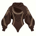 Viking Print Women's Hooded Jumpsuit Two-Piece Set