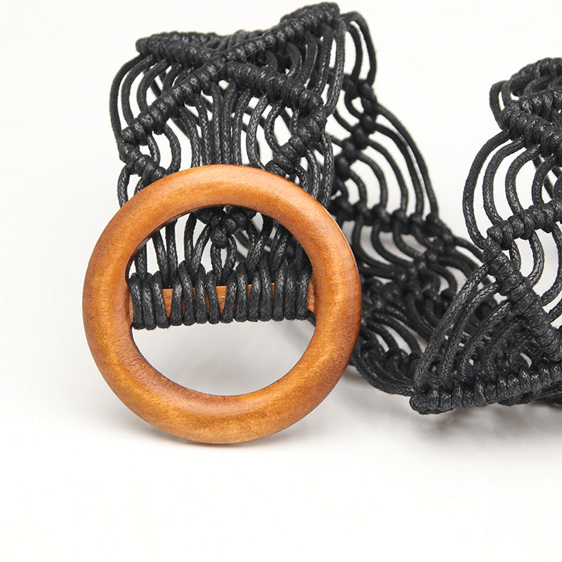 Vintage Wax Rope Hollow Woven Belt