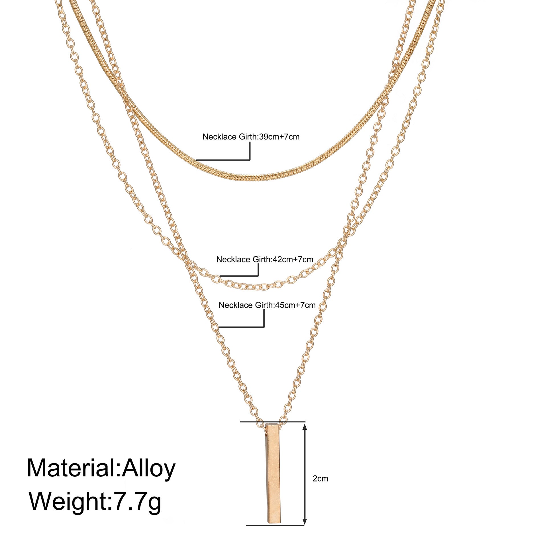 Mother's Day Girlfriend Gift Personalized Multi-layer Chain Necklace Tassel Necklace Small Bar Pendant