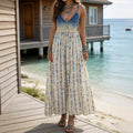Vintage Boho Line Art Tie-dye Gradient Print Maxi Dresss