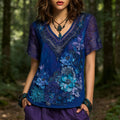 Women's Retro Bohemian Floral Print T-shirt 1