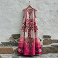 Women's Tree Of Life Pink Ribbon Embroidery V Neck Tank Midi Dress