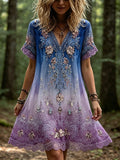 Women's Retro Bohemian Floral Print Dress