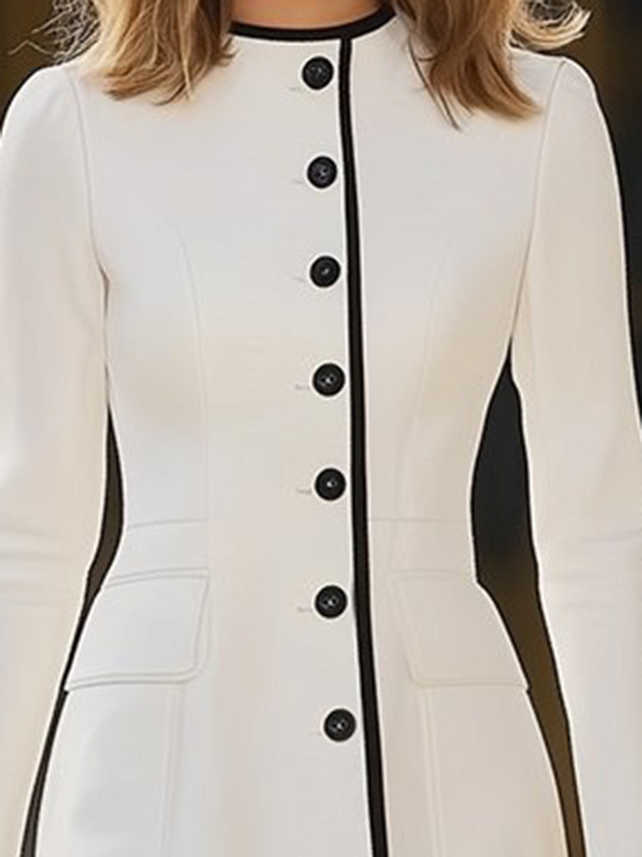 銆�24-hour shipping out銆慙ight Luxury Contrasting Hem Round Neck Dress