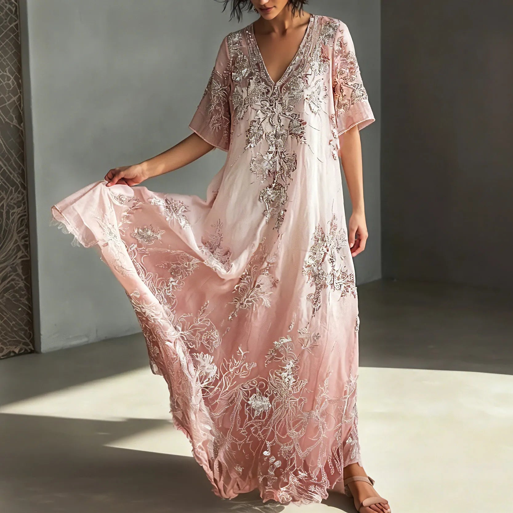 Women's Retro Bohemian Floral Print Dress