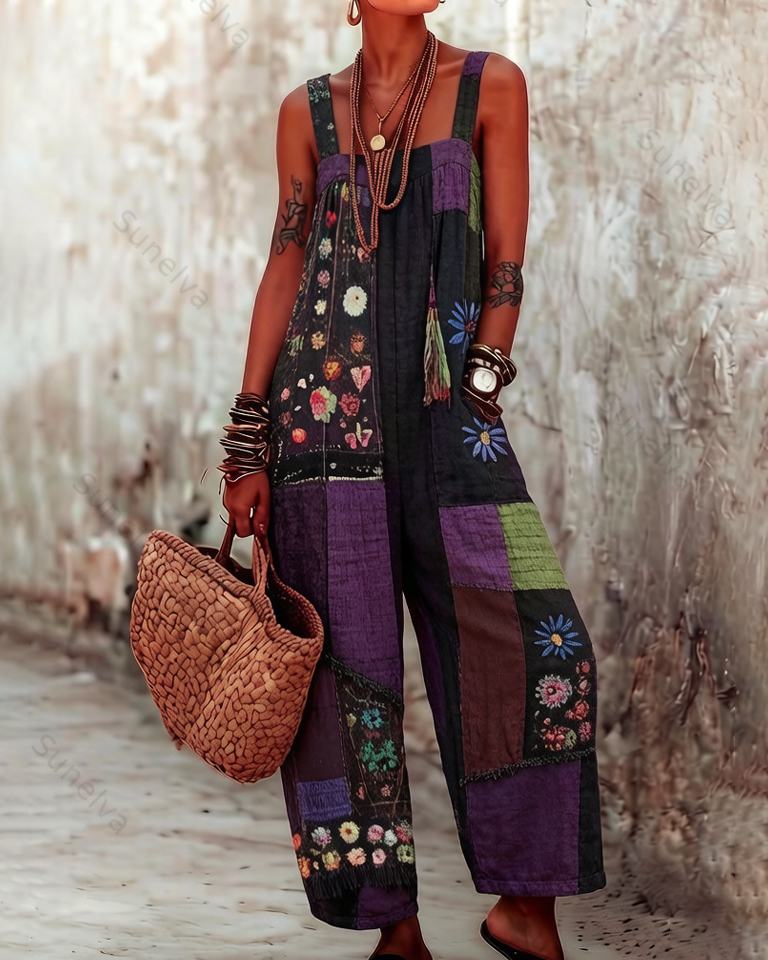 Elegant and Stylish Women's Boho-Style Embroidered Jumpsuit  1264