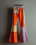 Spring/Summer Color Block Denim Linen Flared Pants4260