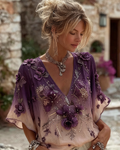 Women's Spring/Summer Fashion Floral Embroidered Top 1385