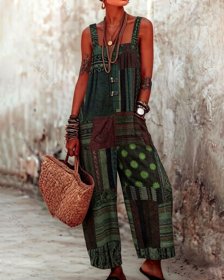Elegant and Stylish Women's Boho-Style Embroidered Jumpsuit  3706