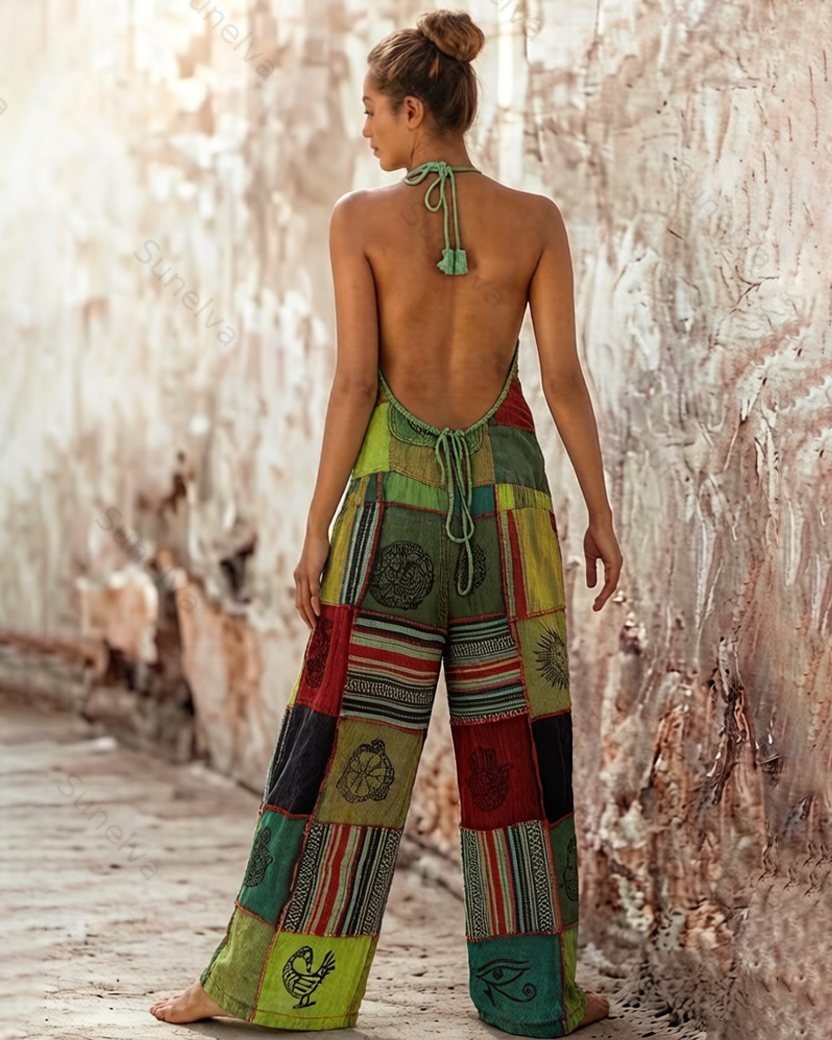 Elegant and Stylish Women's Boho-Style Embroidered Jumpsuit  1727