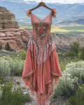 Women's Summer Floral Embroidered Patchwork Linen Dress 8264