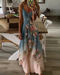 Women's Vacation Irregular Ruffle Flowers Embroidery Dress 3520