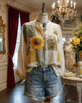 Women's Spring Retro Floral Embroidered Shirt & Short Two-Piece Set  1734