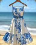 Women's Summer Vacation Fashionable and Elegant Irregular Tie-Dye Mini dress 1182