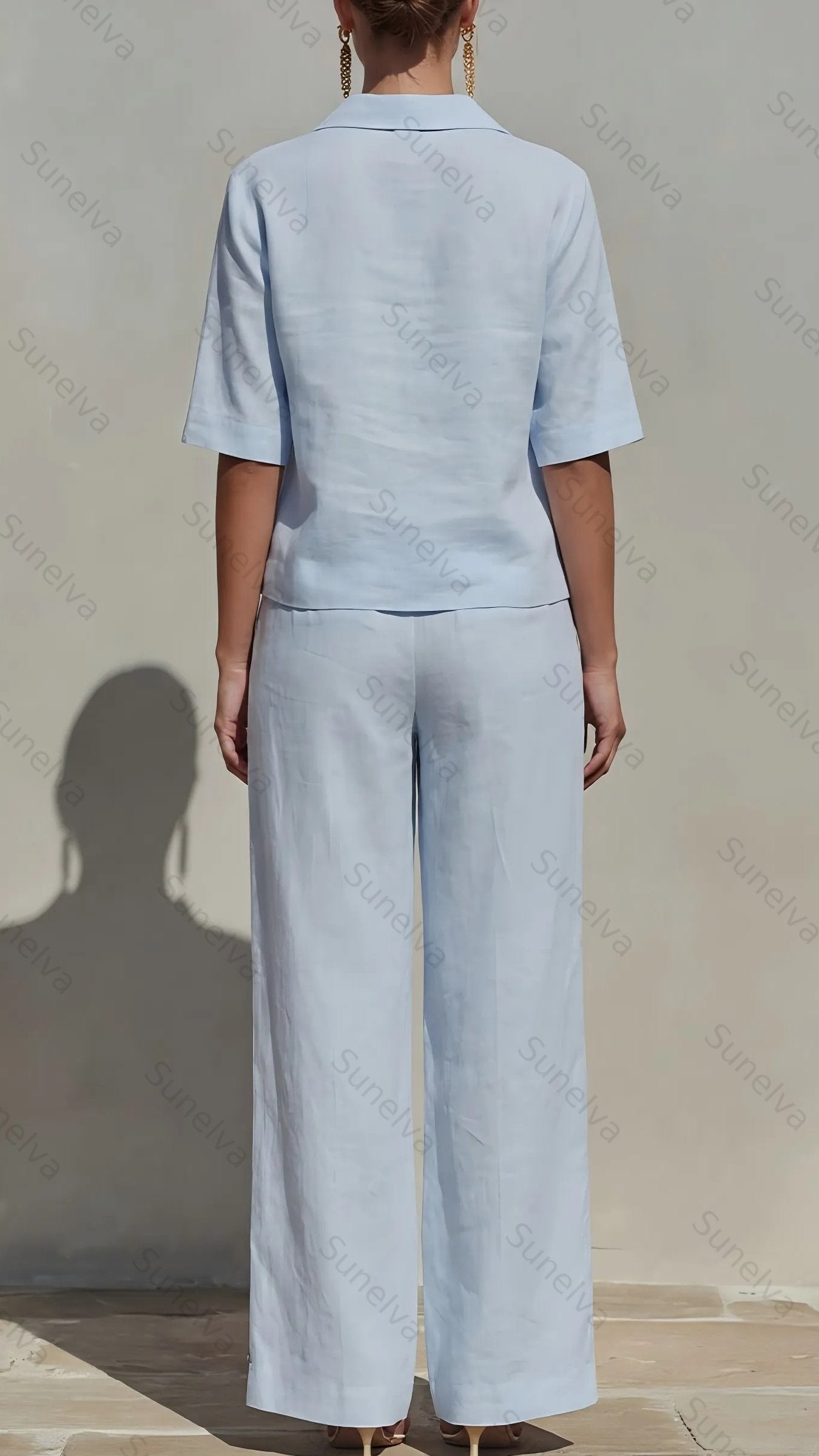 New Arrivals🔥Women's Solid Cotton Linen Two-Piece Set 66fd