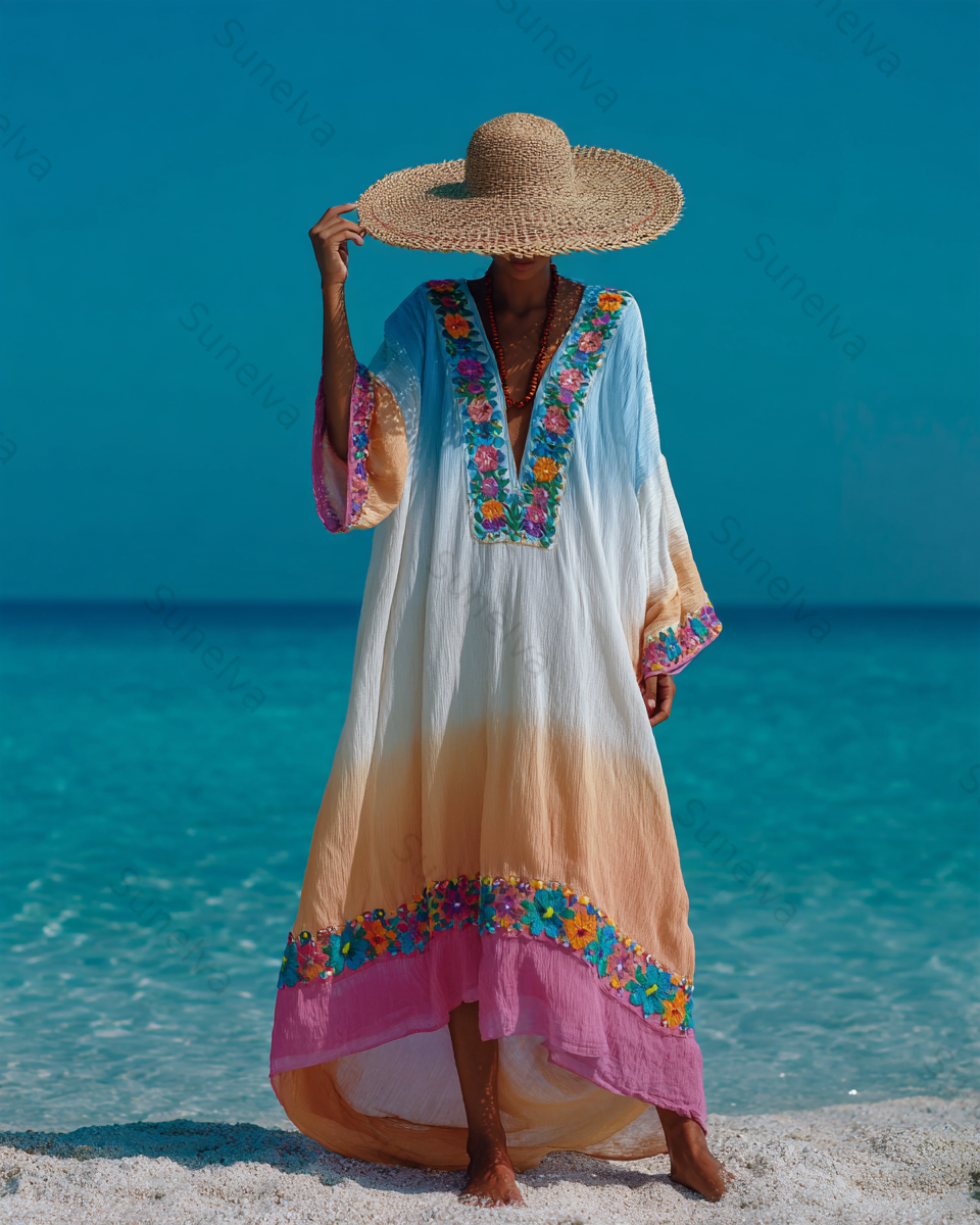 Seaside Vacation Bohemian Style Full-Length Dress 1784