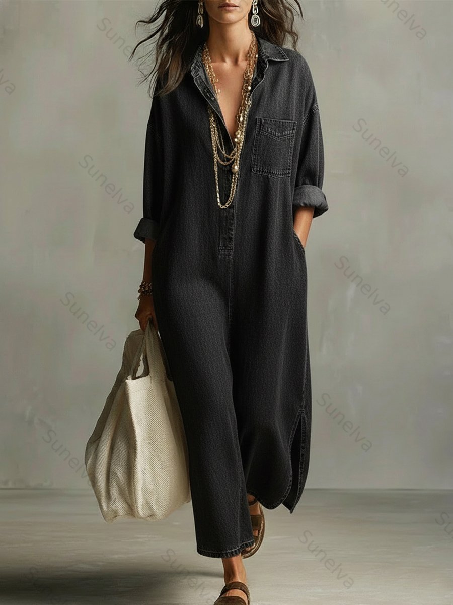Women's Casual Cozy Denim Dress f886