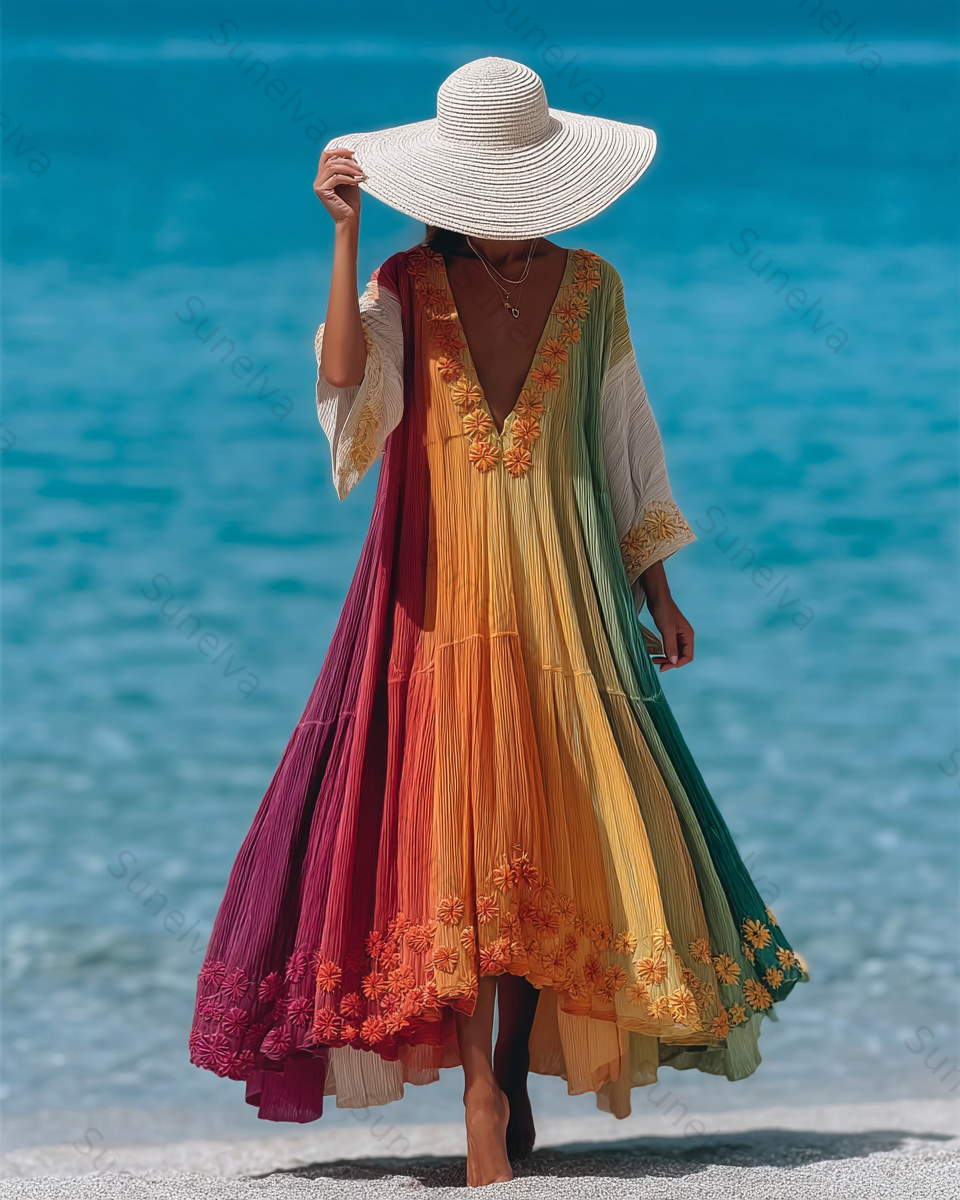 Seaside Vacation Bohemian Style Full-Length Dress 3991